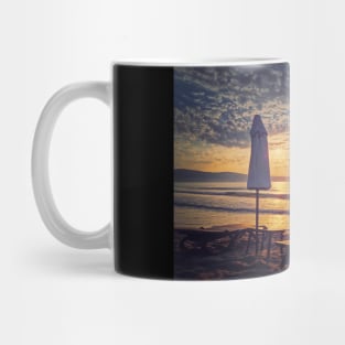 sunbeds in sunrise Mug